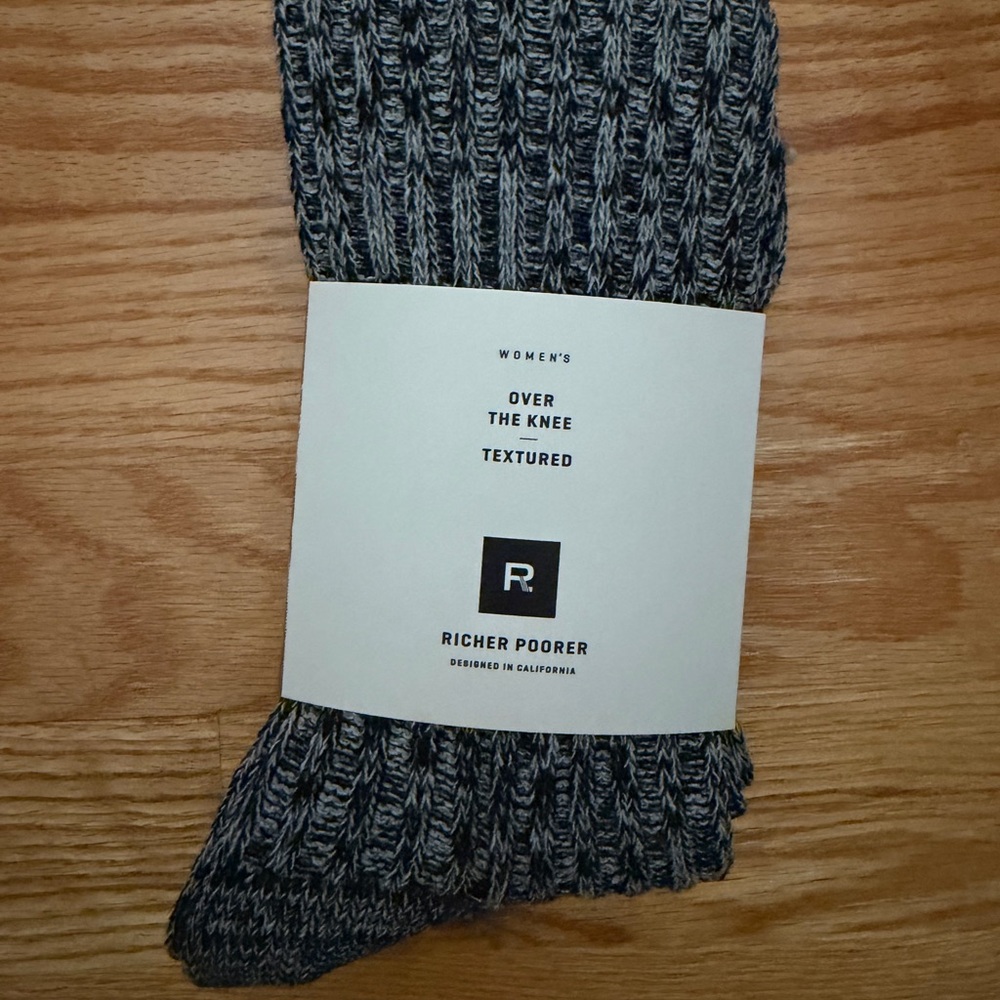 Richer Poorer Textured Black and Gray Over the Knee Socks